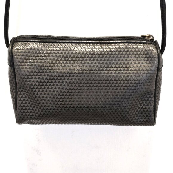 Vintage 1980's  Liz Claiborne Black Geometric Pattern Crossbody Bag - Picture 4 of 12